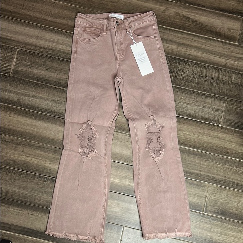 Women's Pink Straight Leg Jeans (Risen)